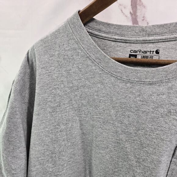 Carhartt T Shirt Mens 2XL Gray Pocket Loose Fit Short Sleeve K87 M Heavyweight - Picture 2 of 11